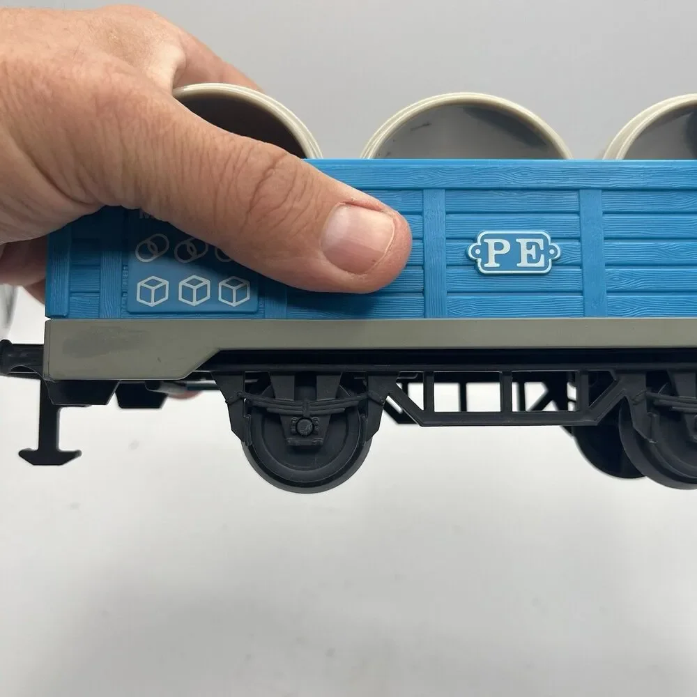 1988  Teal Blue Playskool Express Train PE Freight Car With 3 Cargo Pipes